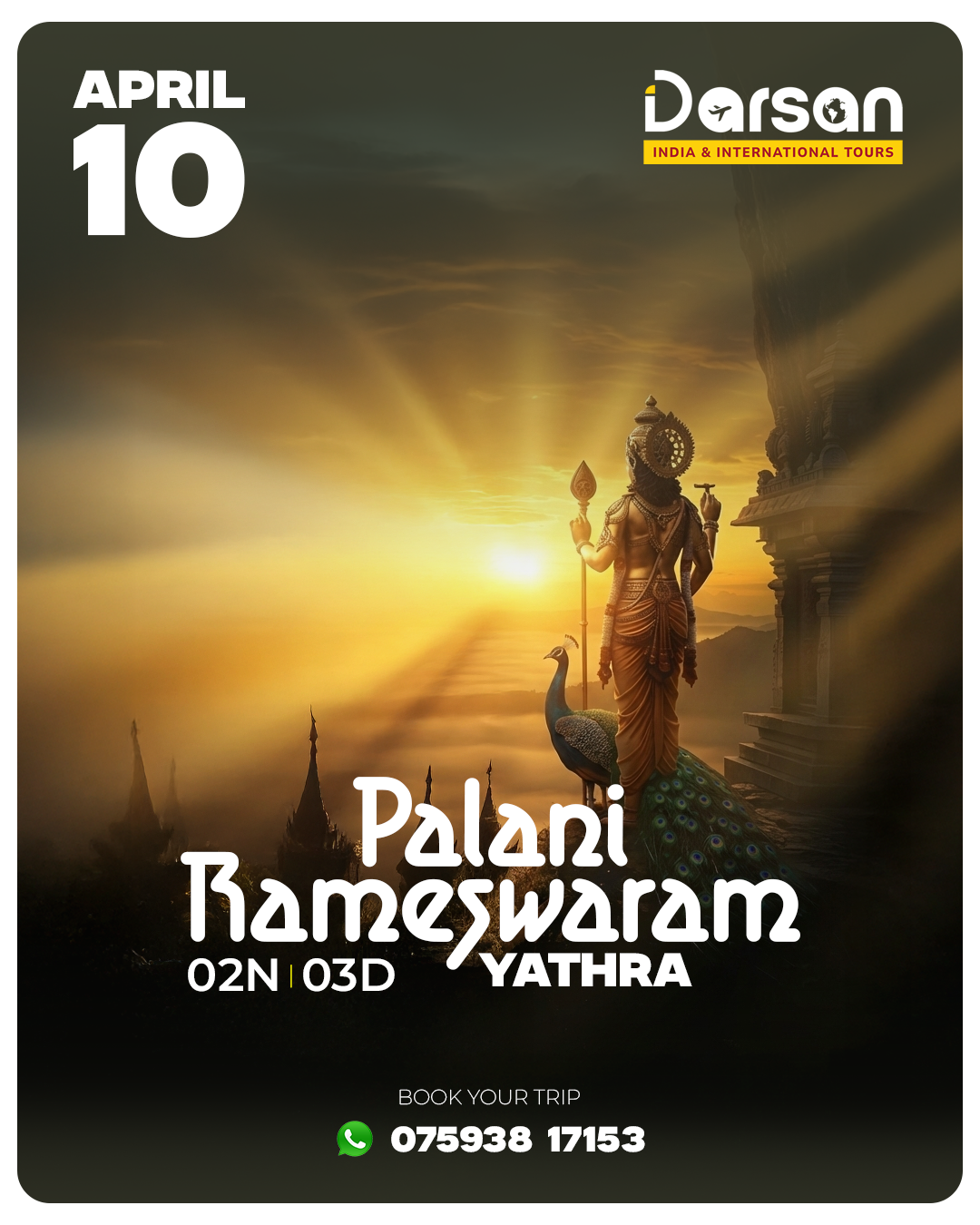 Palani–Rameswaram Group Tour Package April 10