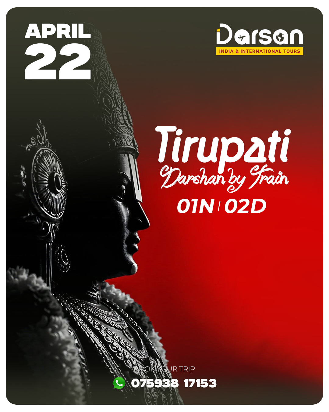 Tirupati Darshan Group Tour Package (By Train) April 22