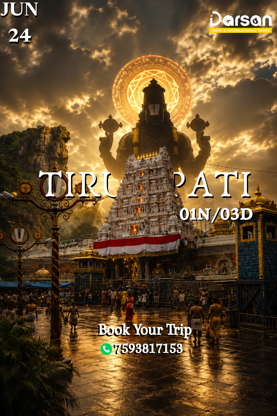 Tirupati Darshan Group Tour (By Train) Jun 24
