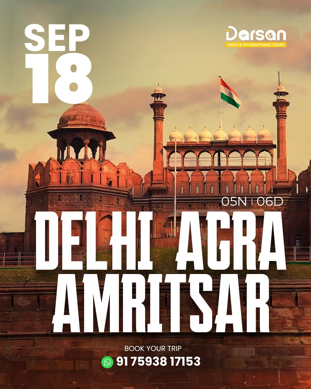 Delhi–Agra–Amritsar Group Tour Package Sep 18