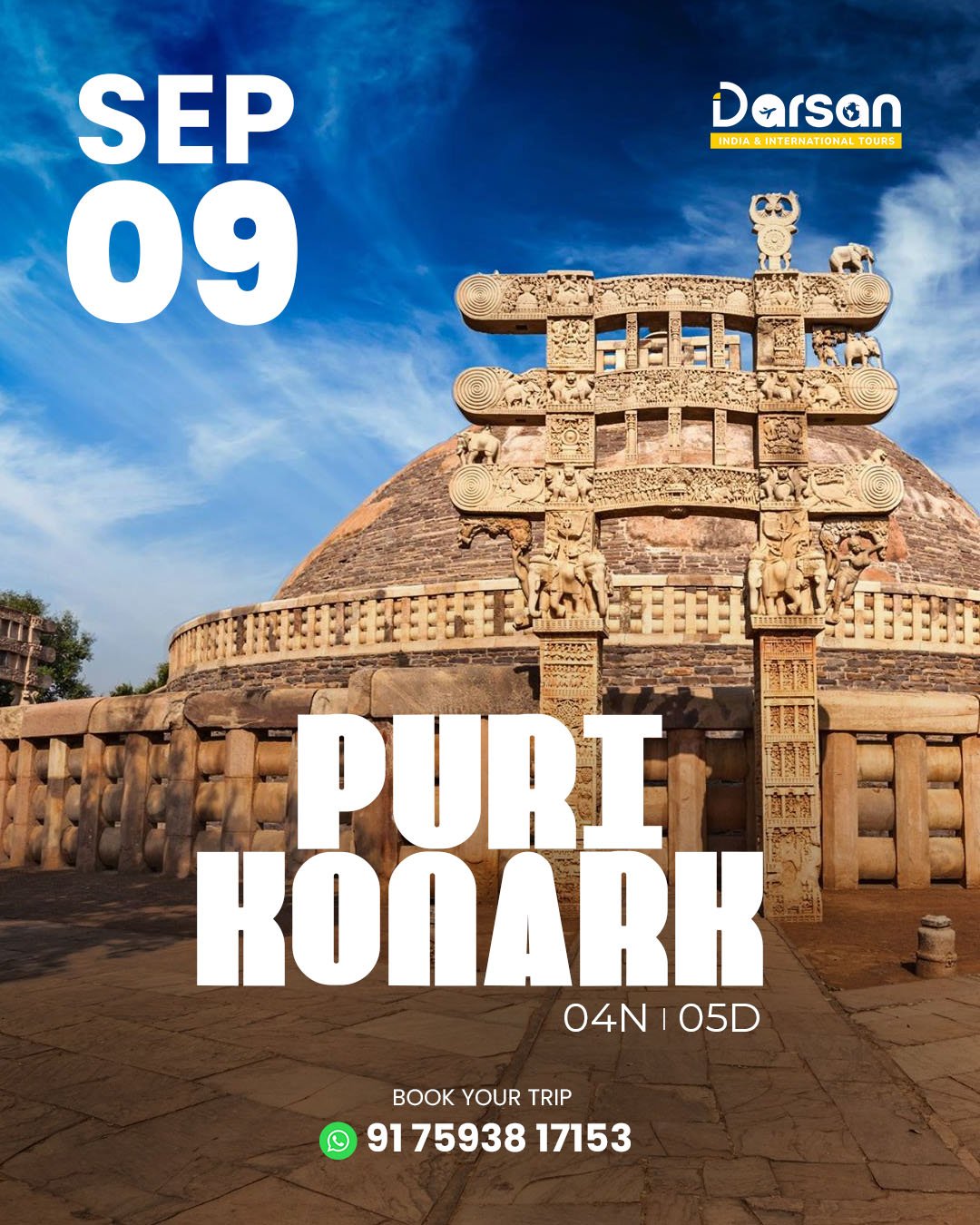 PURI KONARK Group Tour Package ( By Flight ) Sep 09